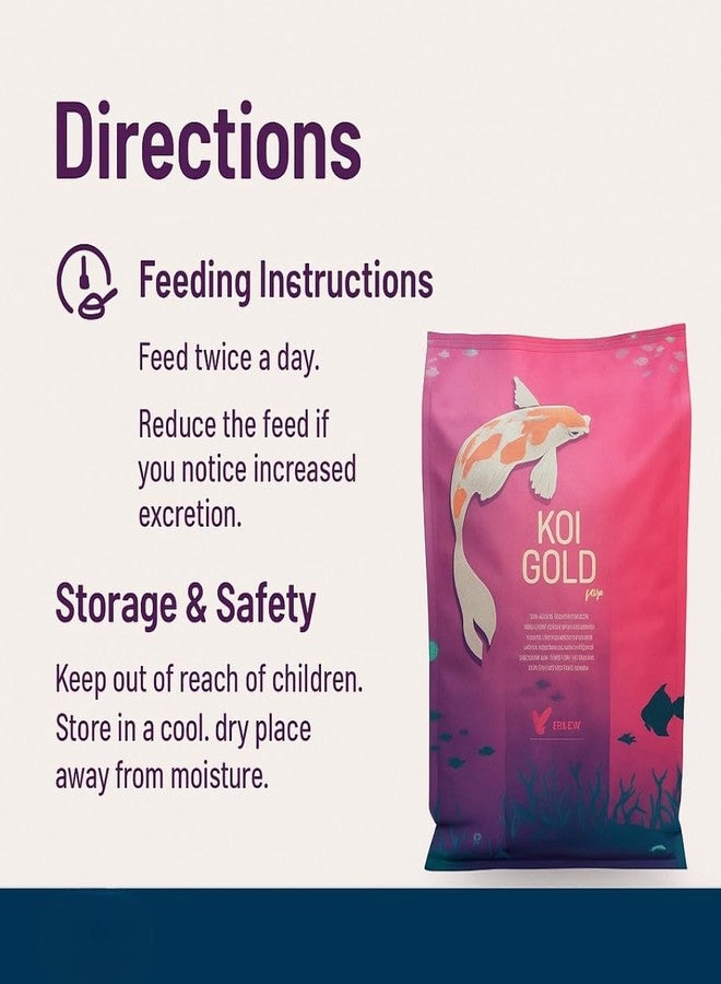 VAYINATO Red Fin Koi Gold Pro Fish Food, 1kg - 2.5mm Floating Pellets, 32% Protein, Color Enhancer & Immunity Booster for Fast Growth - for Koi, Carp, Oscar - All Life Stages - Image 5